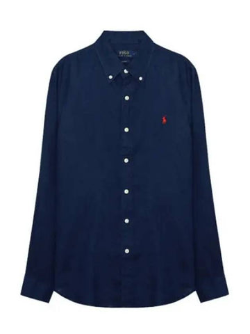 Pony logo embroidered linen shirt - POLO RALPH LAUREN - BALAAN 1