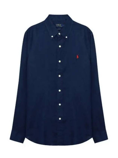 Pony logo embroidered linen shirt - POLO RALPH LAUREN - BALAAN 1