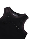 Women's Runway Bleach Washing Stud Sleeveless Black - ULKIN - BALAAN 4