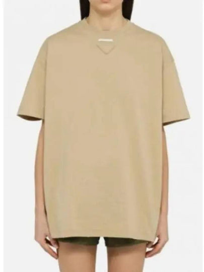 Triangle Logo Short Sleeve T-Shirt Beige - PRADA - BALAAN 2