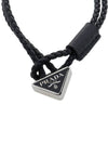 Nappa Braided Triangle Logo Bracelet Black - PRADA - BALAAN 5