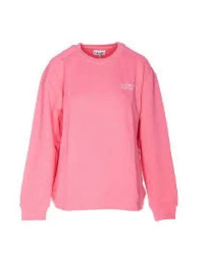 Women's Logo Print Cotton Sweatshirt Pink - GANNI - BALAAN 2