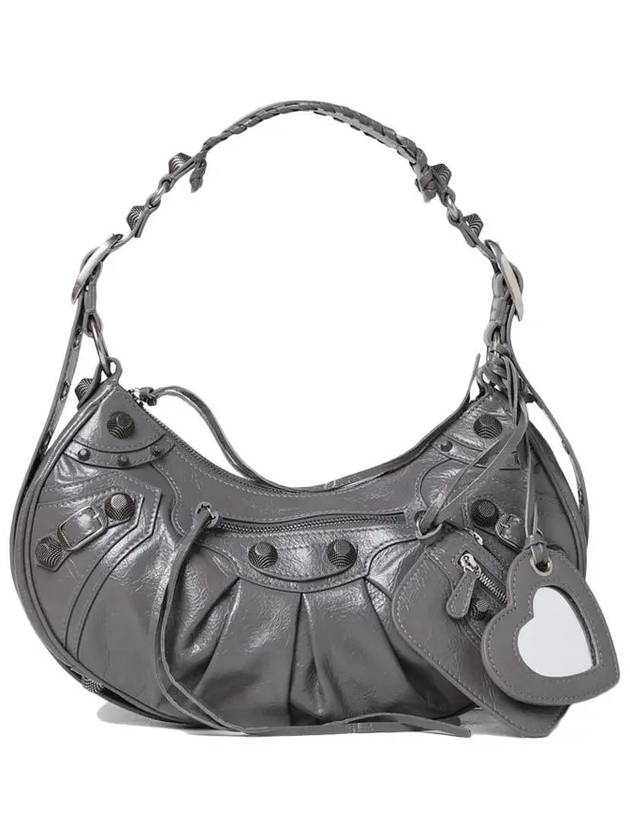 Le Cagole Small Leather Shoulder Bag Grey - BALENCIAGA - BALAAN 3