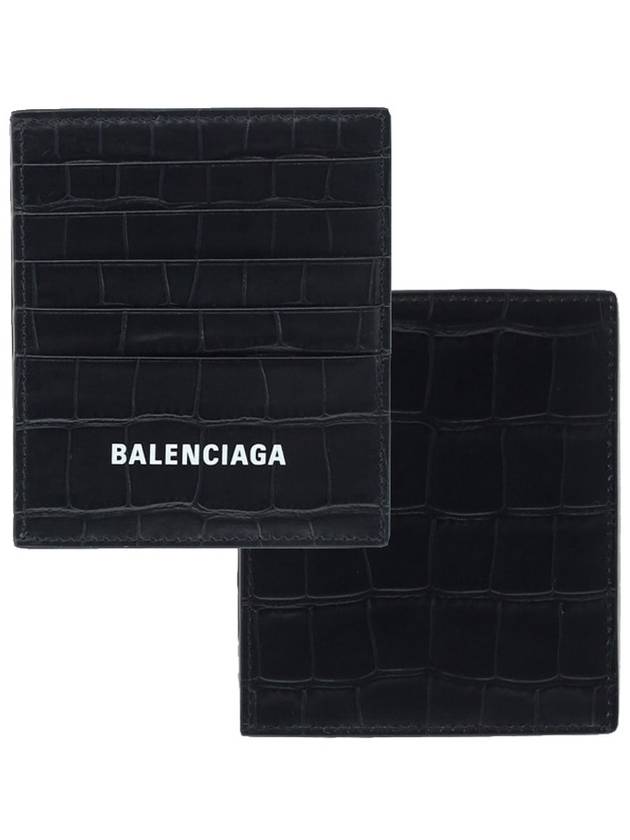 logo crocodile card wallet black - BALENCIAGA - BALAAN.