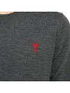 Heart Embroidered Logo Crew Neck Knit Top Heather Grey - AMI - BALAAN 9