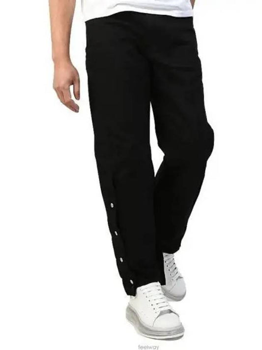 Loose side button straight pants black - ALEXANDER MCQUEEN - BALAAN 2