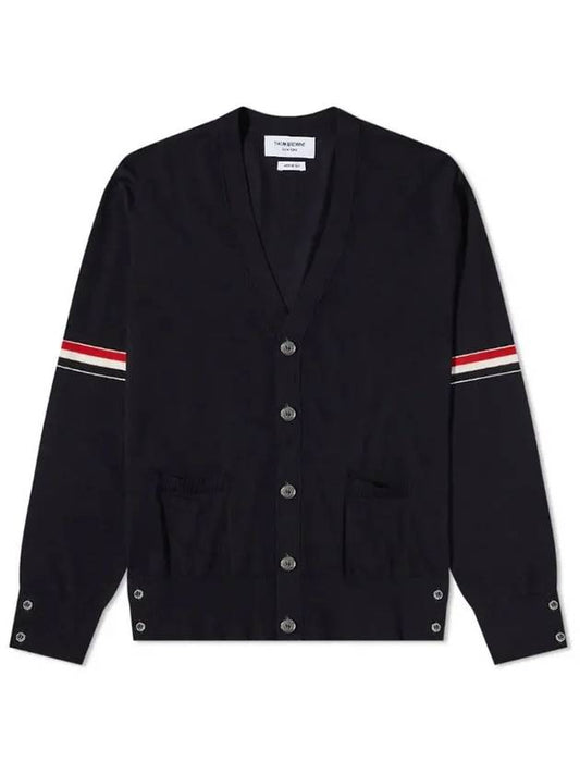 Stripe Armband Merino Wool Cardigan Navy - THOM BROWNE - BALAAN 2