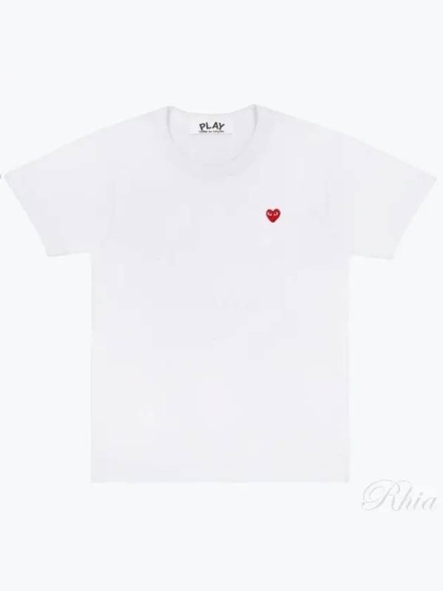 Mini Red Heart Wappen Short Sleeve T-Shirt White - COMME DES GARCONS - BALAAN 2