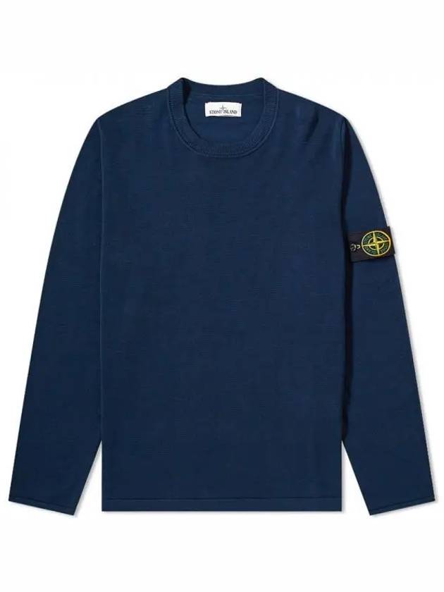 Men's Logo Wappen Crew Neck Knit Sweatshirt Navy - STONE ISLAND - BALAAN 2