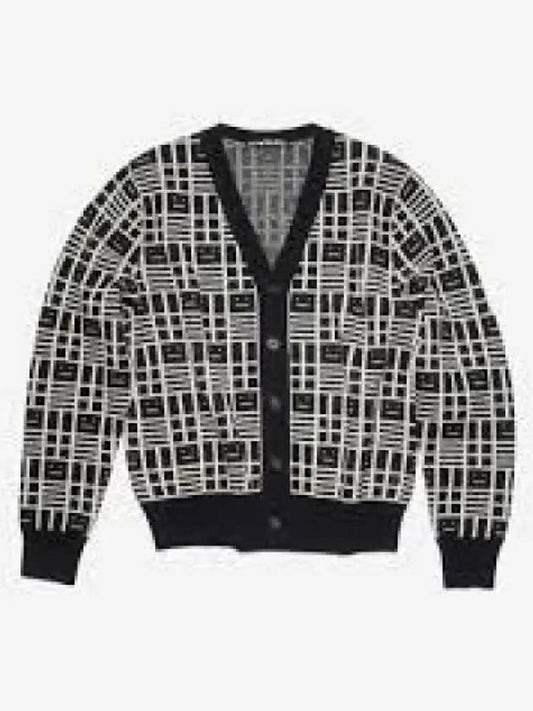 Face Checkerboard Logo Cardigan Black - ACNE STUDIOS - BALAAN 2