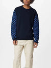 Monogram Mix Cashmere Crew Neck Knit Top Blue - LOUIS VUITTON - BALAAN 5