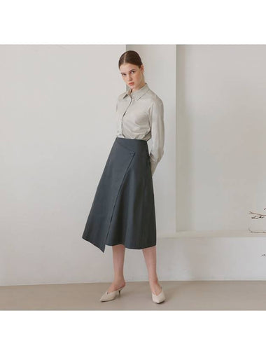 Wrap A-Line Skirt Greenish Charcoal - SUBSET - BALAAN 1