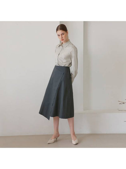 Wrap A-Line Skirt Greenish Charcoal - SUBSET - BALAAN 2