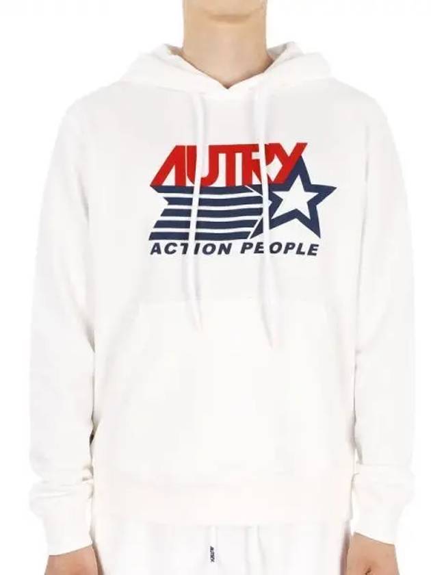 Iconic Logo Print Hoodie White - AUTRY - BALAAN 2