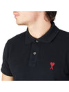 Heart Logo Polo Shirt Black - AMI - BALAAN 4