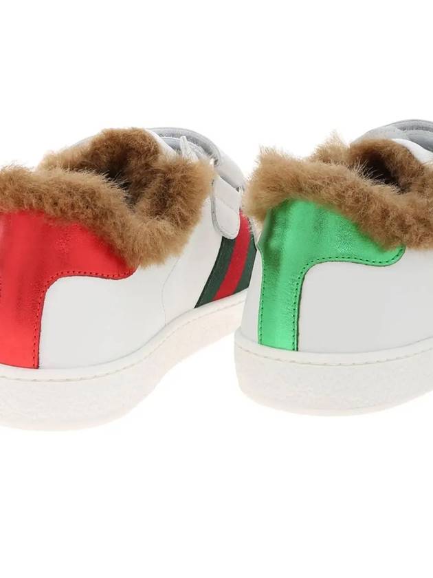 Fur Lined Web Low Top Sneakers White - GUCCI - BALAAN 5