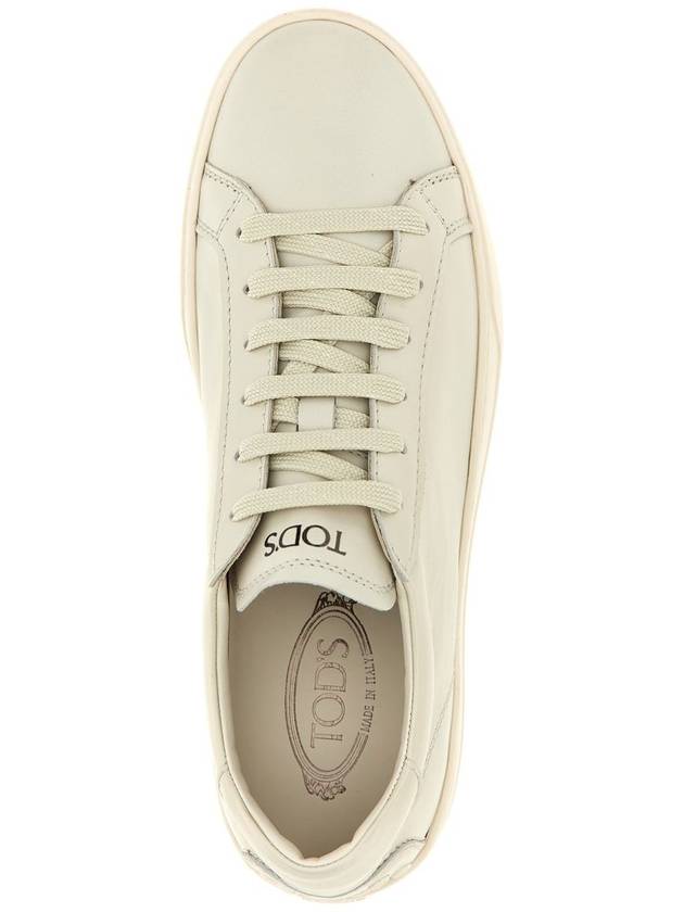 Men's Lace Up Leather Low Top Sneakers Milk White - TOD'S - BALAAN 5