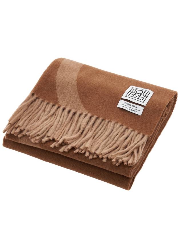 Monogram Logo Patch Jacquard Wool Muffler Brown - TOTEME - BALAAN.