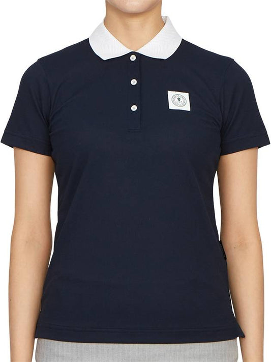 Women's Golf Collar Short Sleeve Polo Shirt Navy - MARK & LONA - BALAAN 2