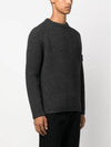 Knotted Ribbed Stitch Pure Wool Crewneck Knit Top Steel Grey Melange - STONE ISLAND - BALAAN 3