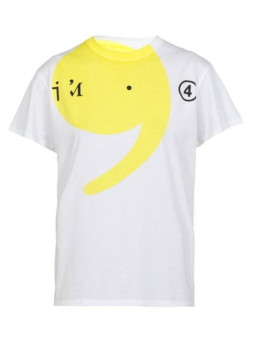 Women's Comma Print Short Sleeve T-Shirt White - MAISON MARGIELA - BALAAN.