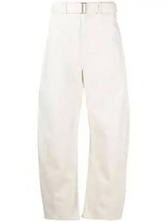 Women's High Waist Cotton Straight Pants Chalk - LEMAIRE - BALAAN 2