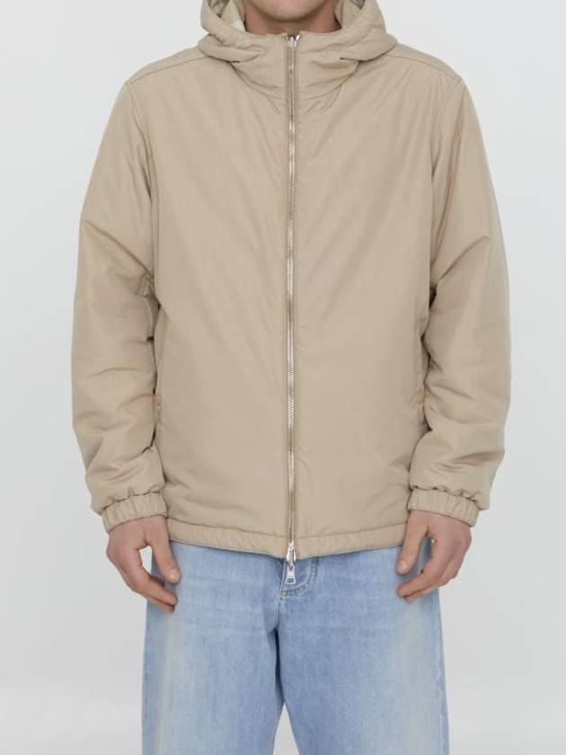 Check Nylon Reversible Hooded Jacket Soft Fawn - BURBERRY - BALAAN 3