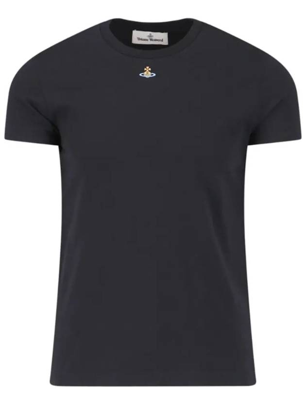 Embroided ORB Peru Short Sleeve T-Shirt Black - VIVIENNE WESTWOOD - BALAAN 3