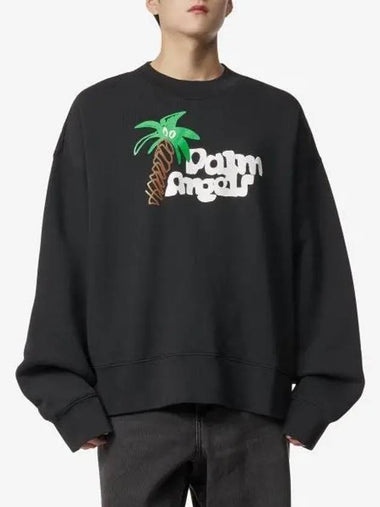 Palm Tree Sketch Classic Sweatshirt Black PMBA026E23FLE0071001 - PALM ANGELS - BALAAN 1