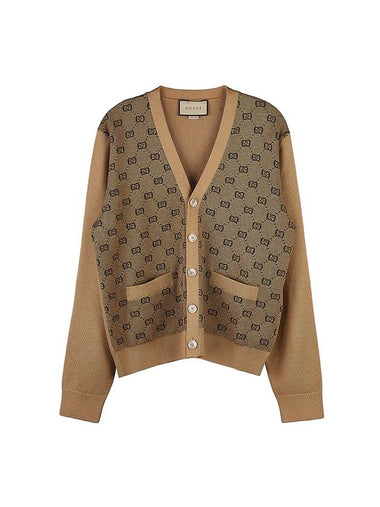 GG Monogram Wool Cardigan Brown - GUCCI - BALAAN 1