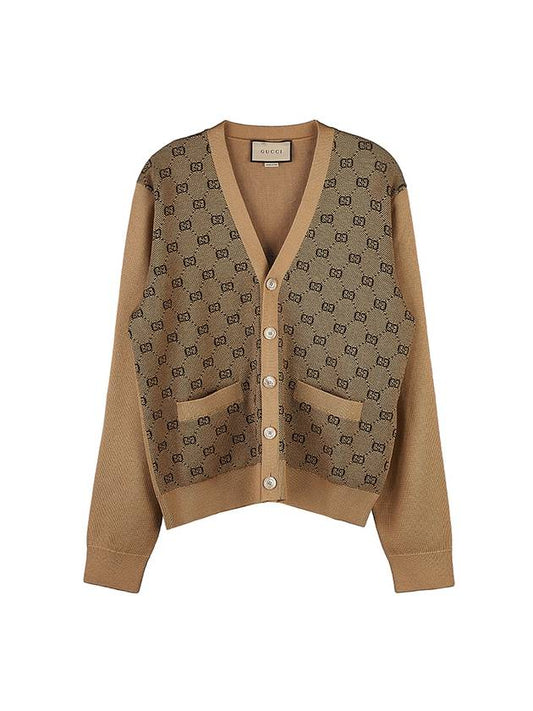 GG Monogram Wool Cardigan Brown - GUCCI - BALAAN 1