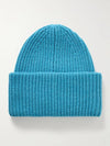 Face Patch Ribbed Wool Beanie Blue - ACNE STUDIOS - BALAAN 3