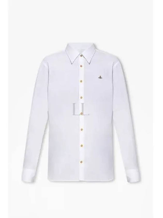 Men's Embroidered ORB Long Sleeve Shirt White - VIVIENNE WESTWOOD - BALAAN 2
