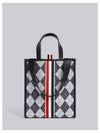 Webbing Stripe Argyle Wool Cotton Jacquard Small Tote Bag Black White - THOM BROWNE - BALAAN 2