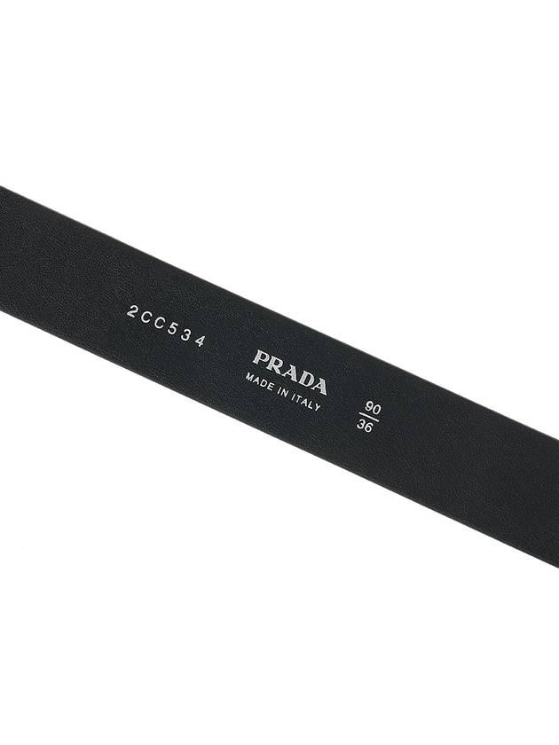 Metal Buckle Saffiano Leather Belt Black - PRADA - BALAAN 9