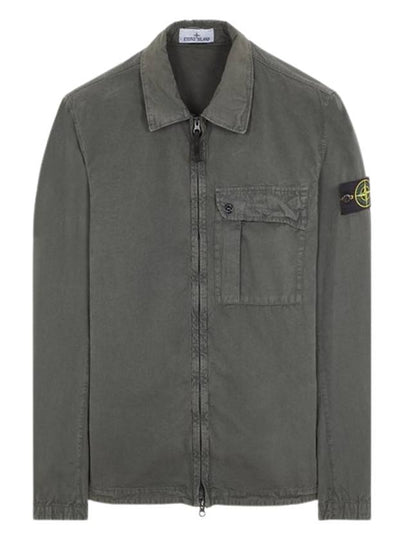 Old Treatment Garment Dyed Overshirt Jacket Dark Green - STONE ISLAND - BALAAN 2