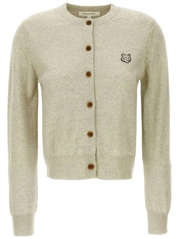 Bold Fox Head Patch Regular Cardigan Beige Melange - MAISON KITSUNE - BALAAN 2