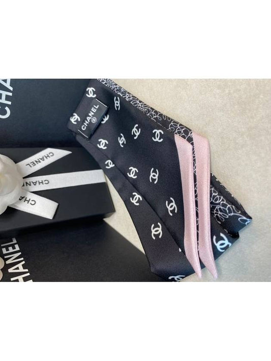 Twilly silk black pink CC logo scarf AAA372 - CHANEL - BALAAN 2