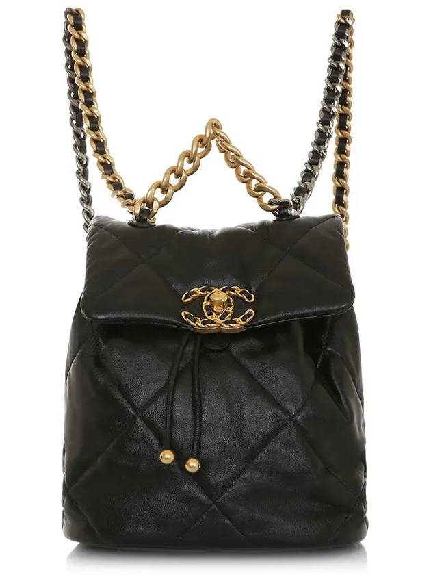 19 Shiny Lambskin Gold Metal Backpack Black - CHANEL - BALAAN 2