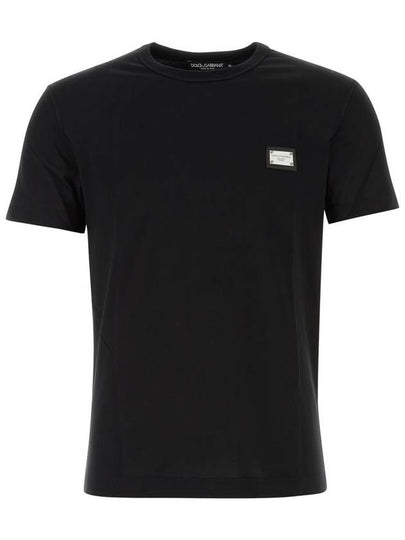 Logo Patch Crew Neck Cotton Short Sleeve T-Shirt Black - DOLCE&GABBANA - BALAAN 2