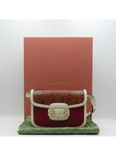 602204 Python 1955 gold horsebit shoulder and cross bag - GUCCI - BALAAN 1