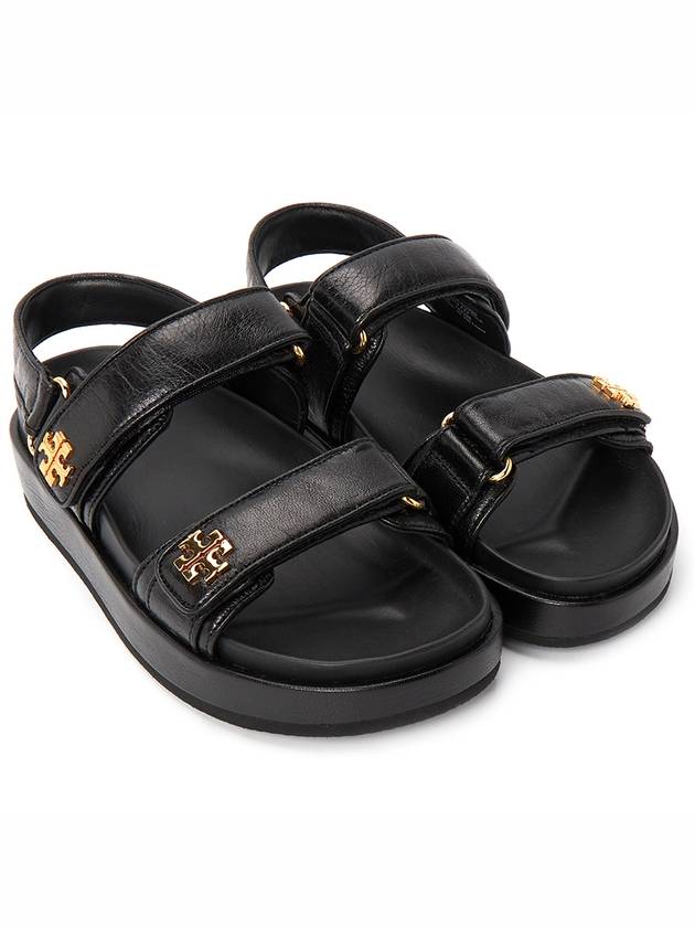 Kira Sports Logo Leather Sandals Black - TORY BURCH - BALAAN 4