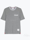 Pointelle Cotton Short Sleeve T-Shirt Light Grey - THOM BROWNE - BALAAN 2