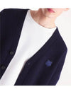 NM00501KT1093 Foxhead Ribbed Wool Cardigan Navy - MAISON KITSUNE - BALAAN 4