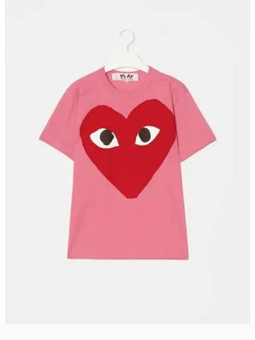 Women s Red Big Heart T shirt Pink Domestic Product GM0023051586900 - COMME DES GARCONS PLAY - BALAAN 1