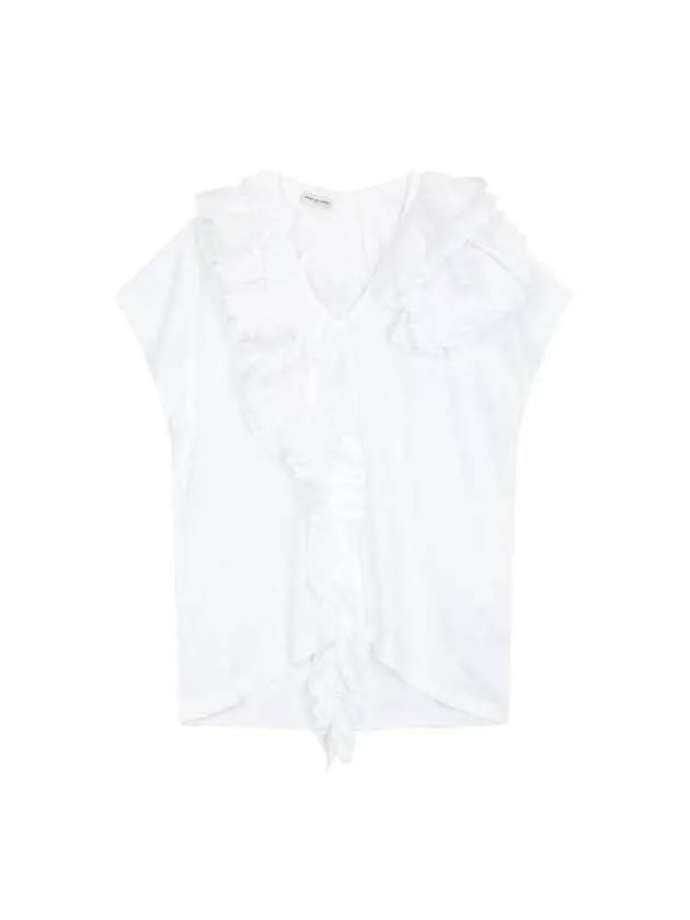 Women s Ruffled Sleeveless T Shirt White - DRIES VAN NOTEN - BALAAN 1