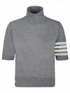 Fine Merino 4 Bar Relaxed Short Sleeve Turtleneck Grey - THOM BROWNE - BALAAN 2