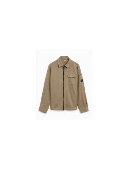 Oversized Organic Gabardine Long Sleeve Shirt Beige - CP COMPANY - BALAAN 2