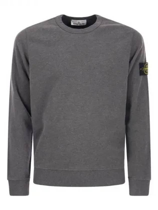 Brushed Cotton Fleece Garment Dyed Crewneck Sweatshirt Dark Grey Melange - STONE ISLAND - BALAAN 2