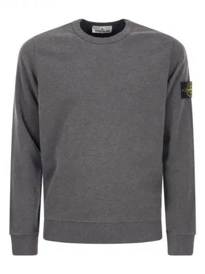 Brushed Cotton Fleece Garment Dyed Crewneck Sweatshirt Dark Grey Melange - STONE ISLAND - BALAAN 2